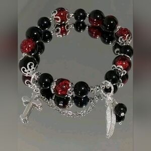 🌻Punk style Black & Red Bracelet